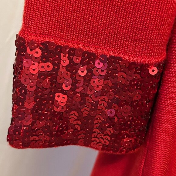 Red Hot Jason Wu Knit Dress With Paillette Cuff Accents (Size L) - Picture 9 of 9